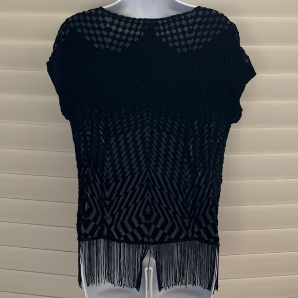 ELLA MOSS- Marlowe Velvet Burnout Fringed Tee Sz S - Picture 4 of 5